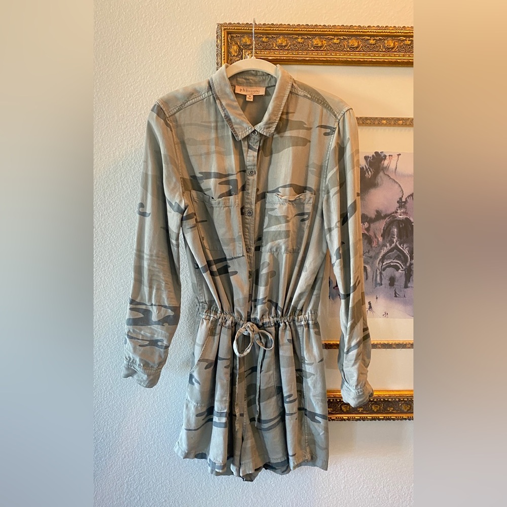 Philosophy Army Print Romper